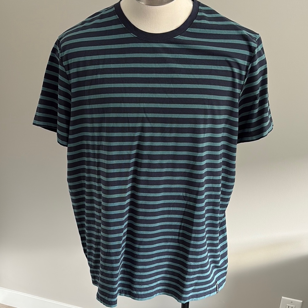 Blue and Teal Striped Short Sleeve Tee